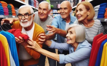 image représentant des Seniors dans les rayons d'un supermarché